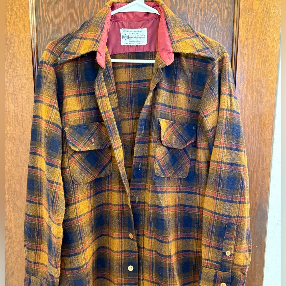 Vintage Kmart Wool Flannel Blue & Burnt Orange